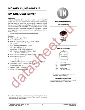 MC10E112FNR2 datasheet  